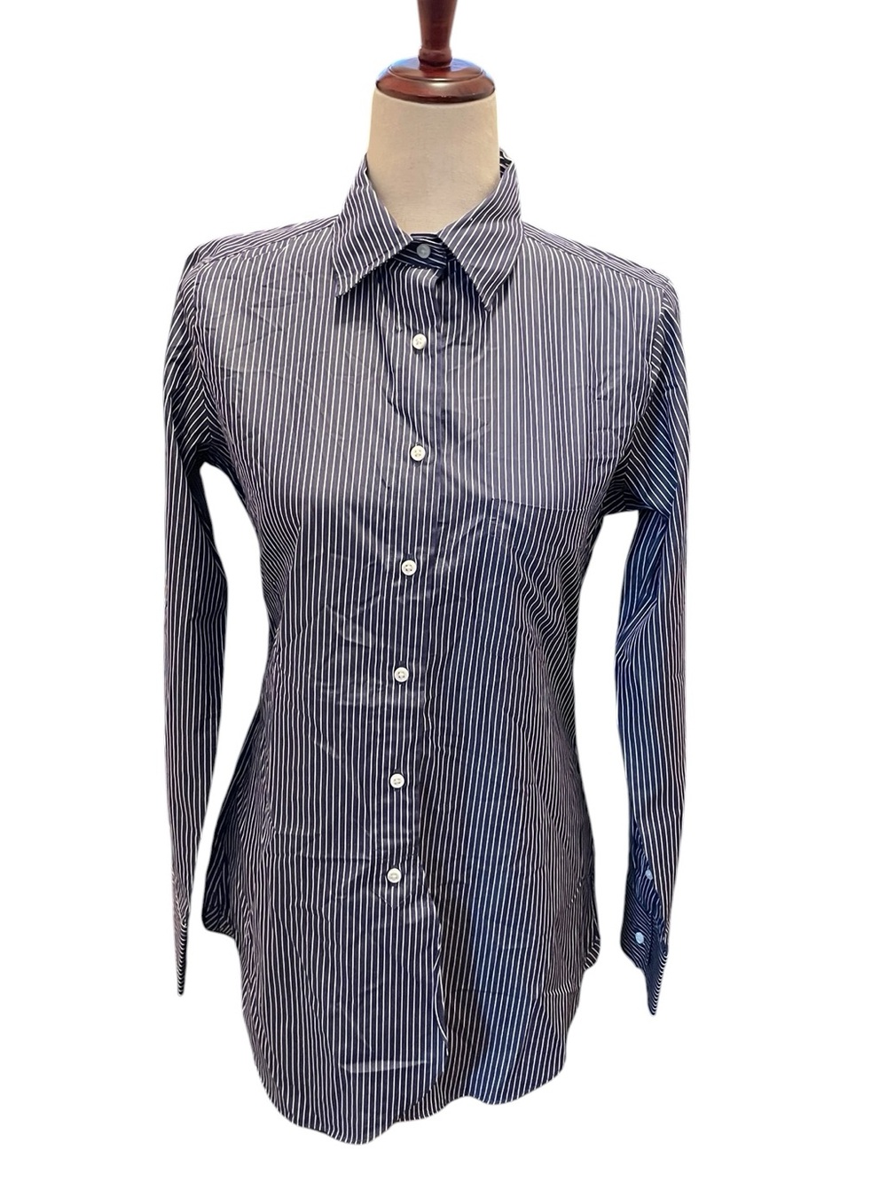 ANN MASHBURN Striped Button Down Blouse